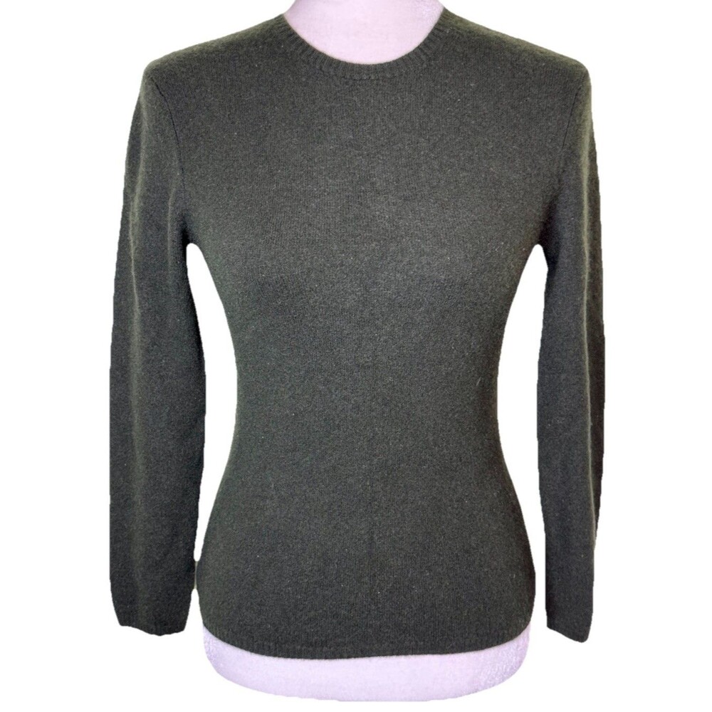 Prive Women’s 100% Cashmere Dark‎ Green Sweater Quiet Luxury Timeless Classic XS
